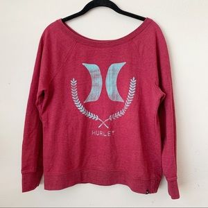 Hurley Feather Logo Scoop Neck Sweatshirt Red